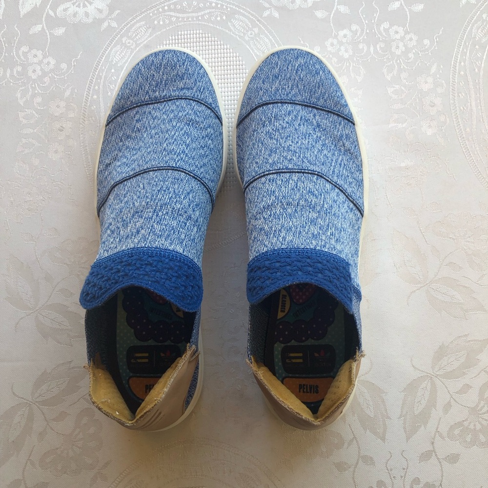 Adidas + Pharrell Williams Elastic Blue Knit Slip-On Sneakers Men’s Size 8 Shoes